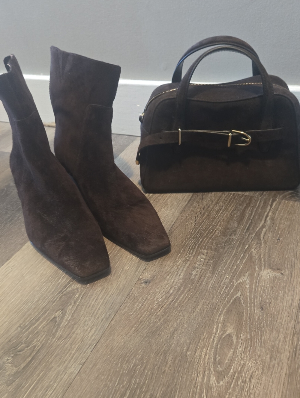 Madewell Chocolate Brown Suede Satchel NWT & The LAUREL Boot Size 10 NEW